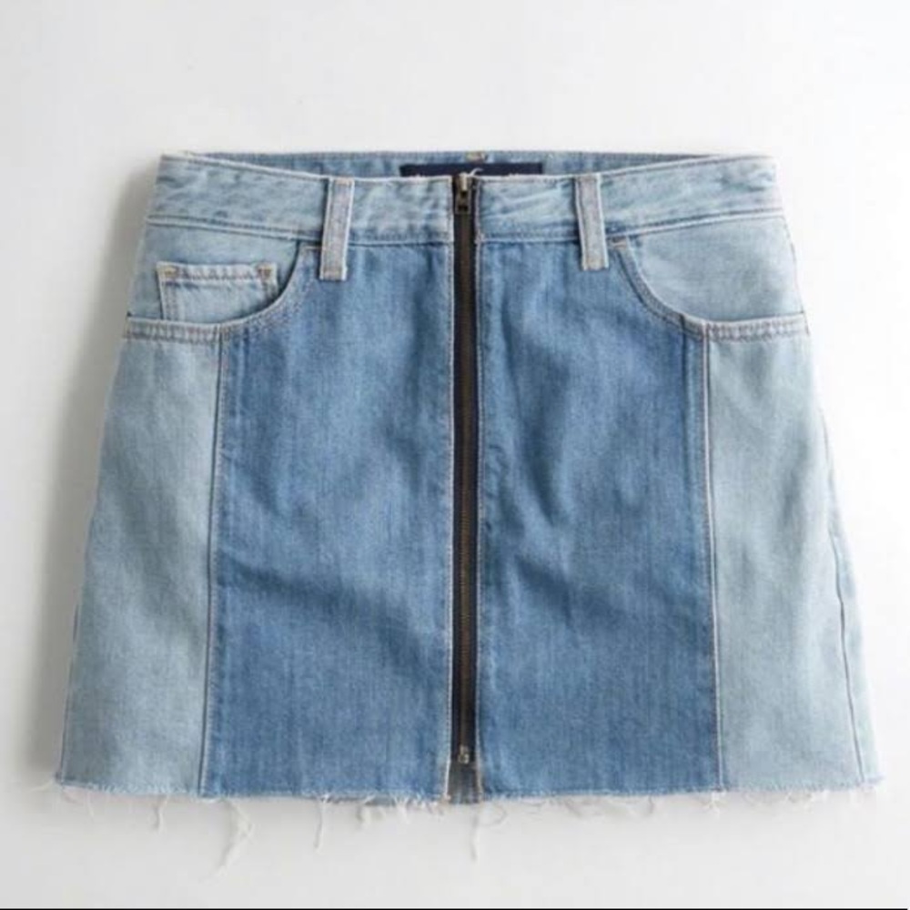 hollister patchwork zipper front skirt